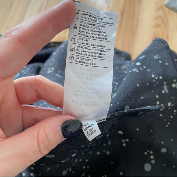 Vince Constellation Print Poet High Low Long Sleeve Black Multi Midi Dress EUC M - Picture 12 of 12